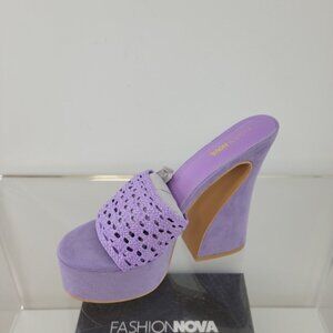 Fashion Nova Funky Purple Platformed Mules Size 8.5 NIB